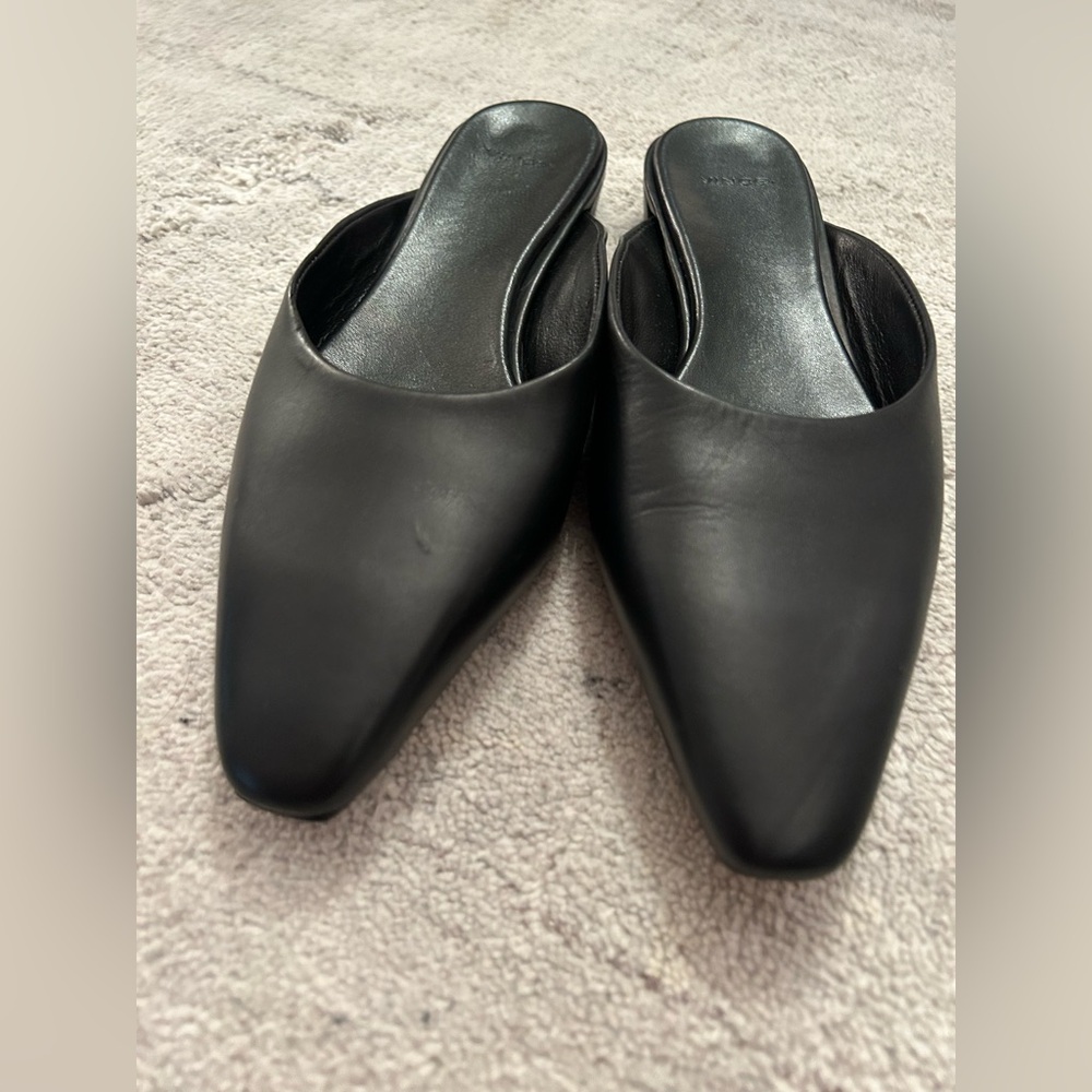 VINCE - Ana Pointed Leather Mules Black Size 5.5 - Picture 8 of 14